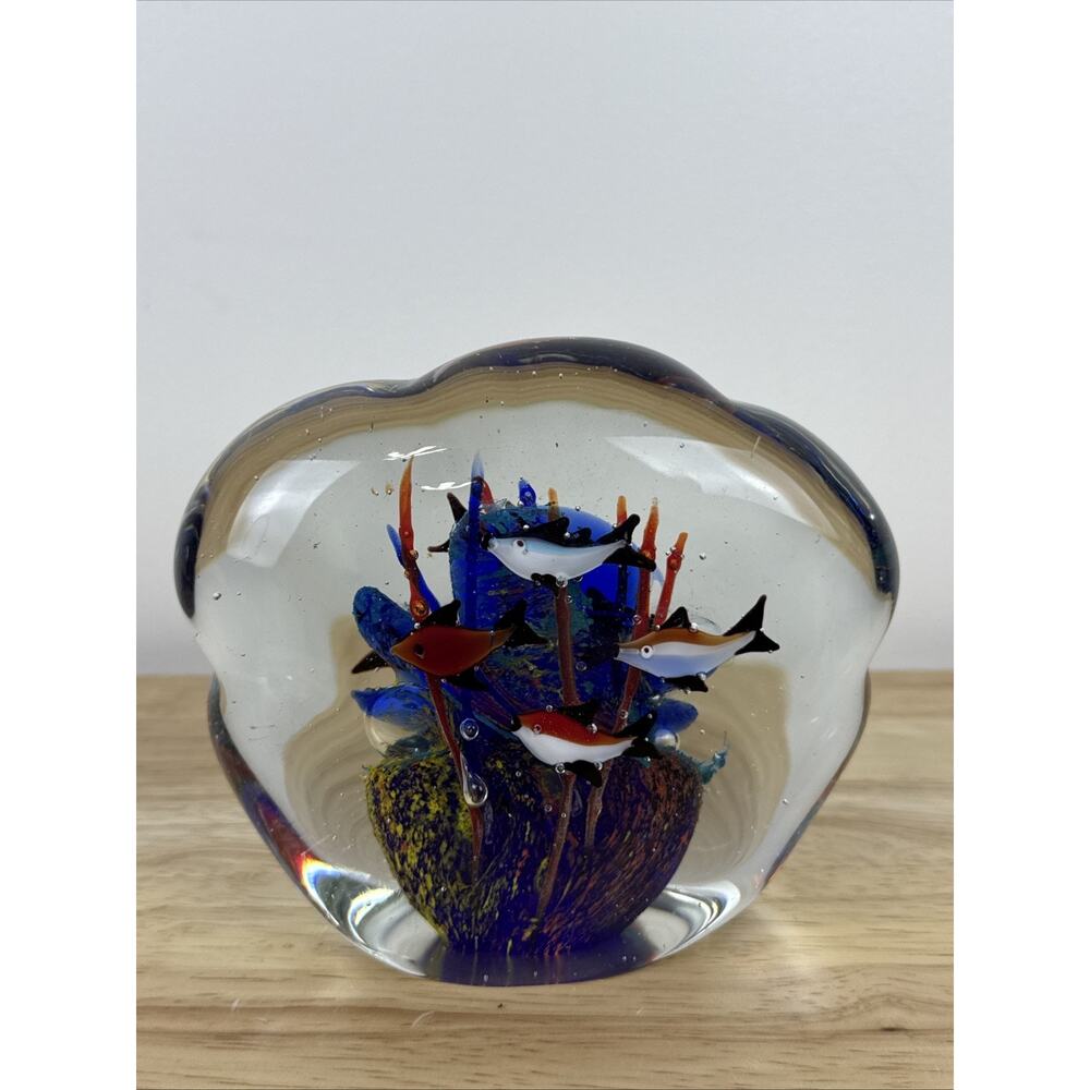 Large Vintage Murano Glass Tropical Fish Aquarium Heavy Paperweight